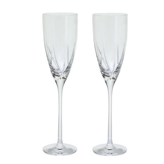 dartington Crystal Swish Cut Crystal Flute Set of 2