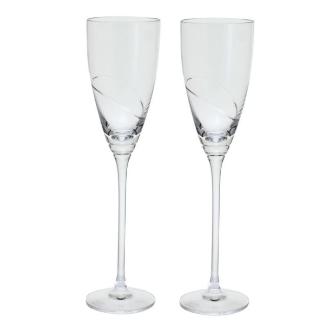 Dartington Crystal Helix Cut Crystal Flute Set of 2