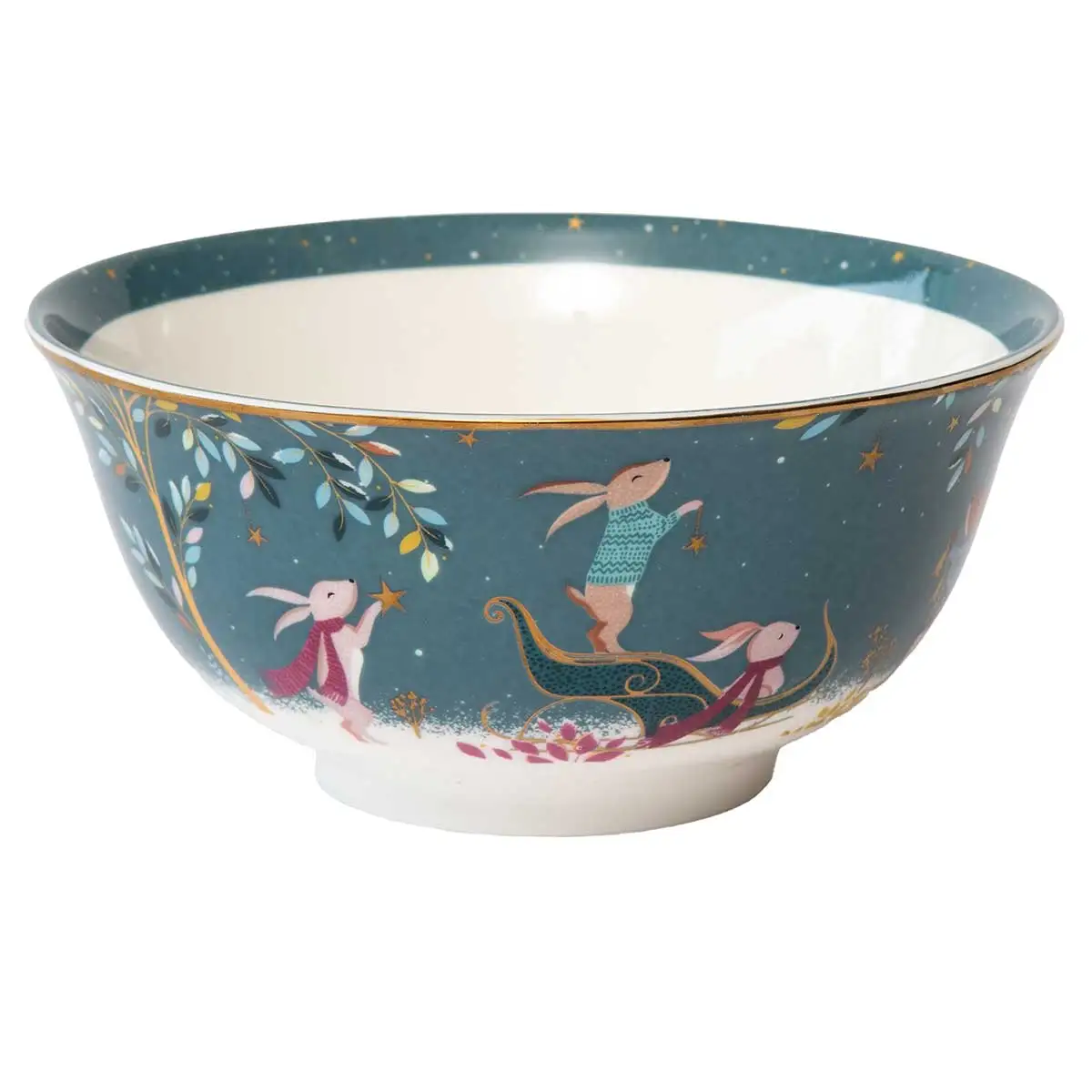 Sara Miller Woodland Tales Candy Bowl Rabbit Sleigh