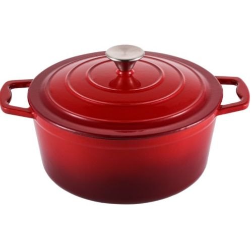 Steelex Bistro Cast Iron Round Casserole Dish - Red