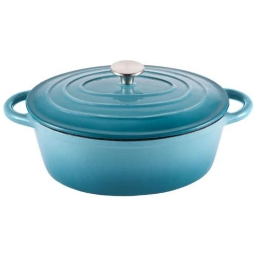 Steelex Bistro 30cm Cast Iron Oval Casserole Dish - Teal