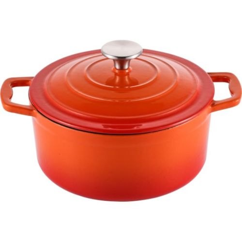 Steelex Bistro Cast Iron Round Casserole Dish - Orange