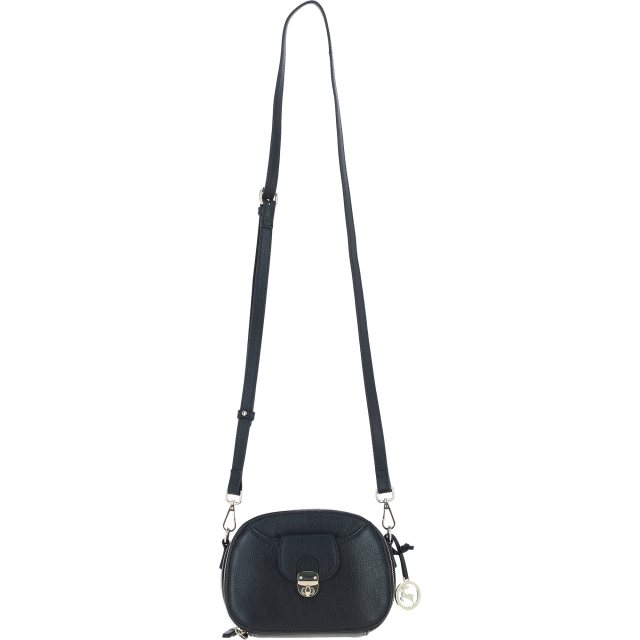 Ashwood Leather Compact Crossbody Bag with Twist Lock & Adjustable Strap - Black Y-53