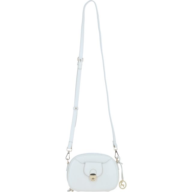 Ashwood Leather Compact Crossbody Bag with Twist Lock & Adjustable Strap - White Y-53