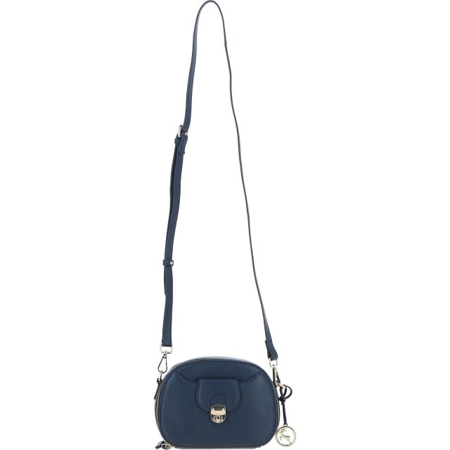 Ashwood Leather Compact Crossbody Bag with Twist Lock & Adjustable Strap - Navy Y-53