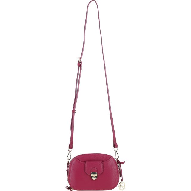 Ashwood Leather Compact Crossbody Bag with Twist Lock & Adjustable Strap - Raspberry Y-53