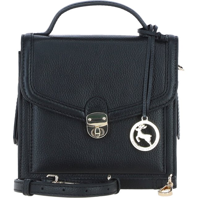 Ashwood Leather Compact Flap Over Handbag with Detachable Crossbody Strap - Black Y-54