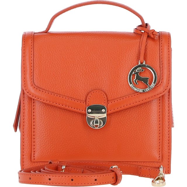 Ashwood Leather Compact Flap Over Handbag with Detachable Crossbody Strap - Orange Y-54