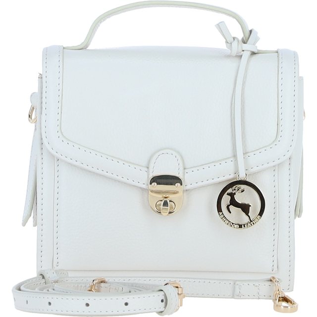 Ashwood Leather Compact Flap Over Handbag with Detachable Crossbody Strap - White Y-54