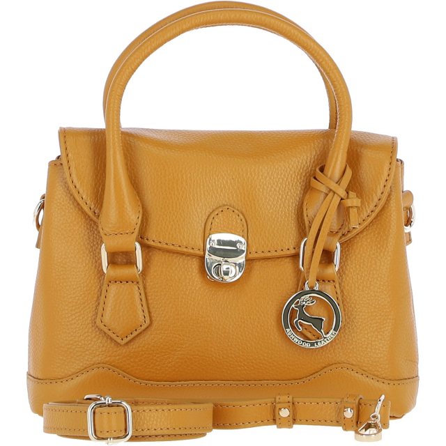 Ashwood Leather Twist Lock Compact Flap Handbag - Mustard Y-55