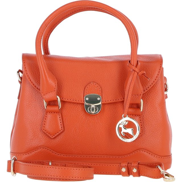 Ashwood Leather Twist Lock Compact Flap Handbag - Orange Y-55