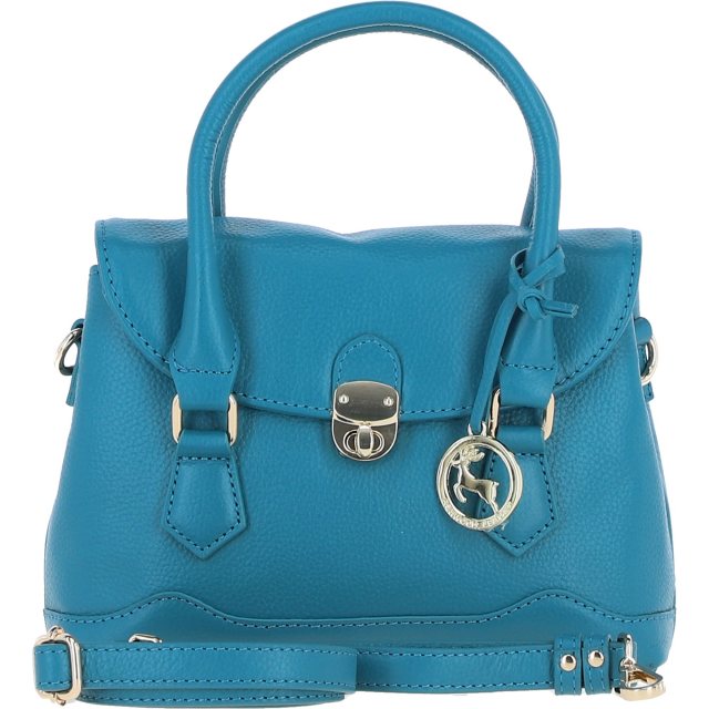 Ashwood Leather Twist Lock Compact Flap Handbag - Turquoise Y-55