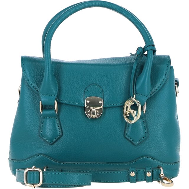 Ashwood Leather Twist Lock Compact Flap Handbag - Green Y-55
