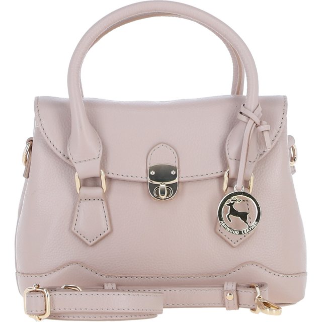 Ashwood Leather Twist Lock Compact Flap Handbag - Beige Y-55