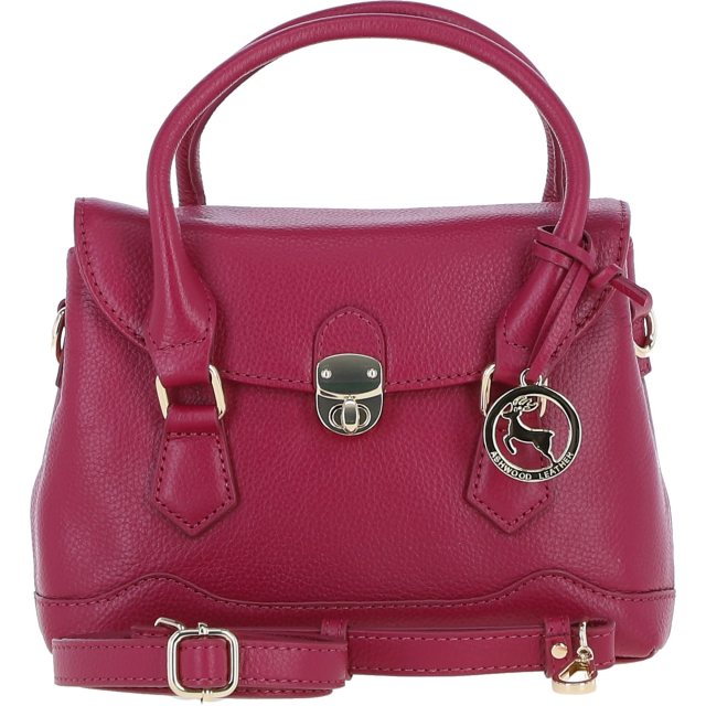 Ashwood Leather Twist Lock Compact Flap Handbag - Raspberry Y-55