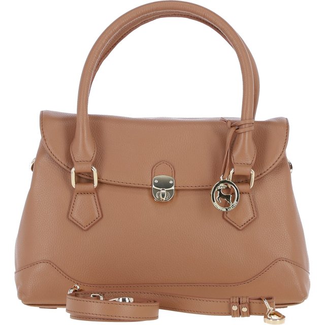 Ashwood Leather Twist Lock Large Flap Handbag with Crossbody Strap - Butterscotch Y-56