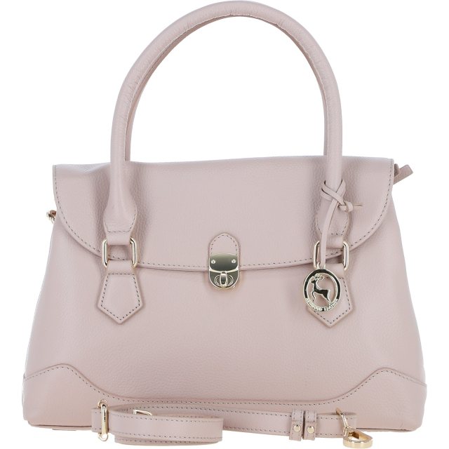 Ashwood Leather Twist Lock Large Flap Handbag with Crossbody Strap - Beige Y-56
