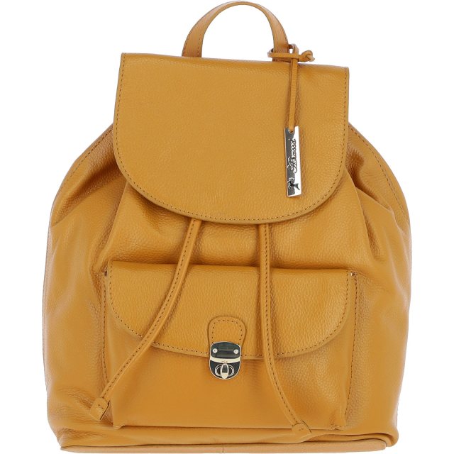 Ashwood Leather Twist Lock Small Backpack - Mustard Y-57