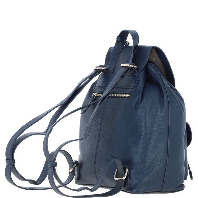 Ashwood Leather Twist Lock Small Backpack - Navy Y-57 