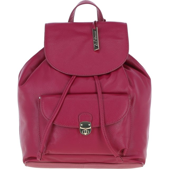 Ashwood Leather Twist Lock Small Backpack - Raspberry Y-57