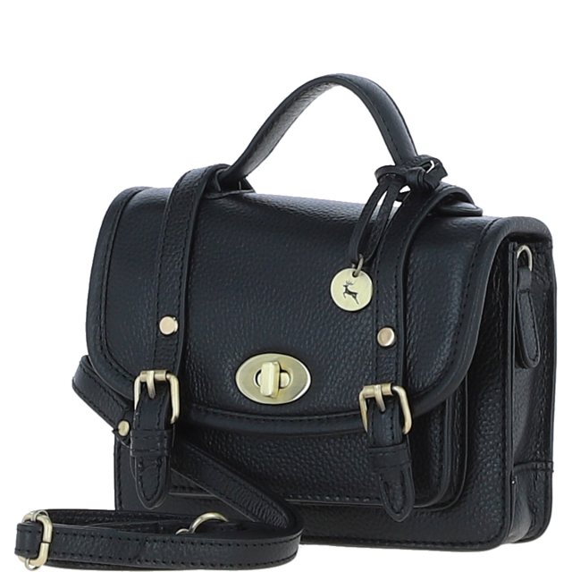 Ashwood Leather Twist Lock Small Satchel - Black Y-61