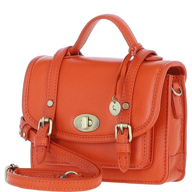 Ashwood Leather Twist Lock Small Satchel - Orange Y-61