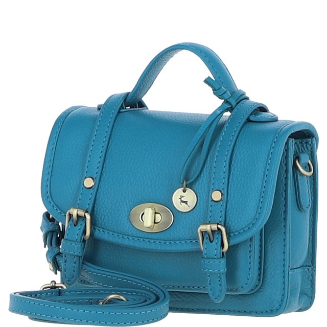 Ashwood Leather Twist Lock Small Satchel - Turquoise Y-61