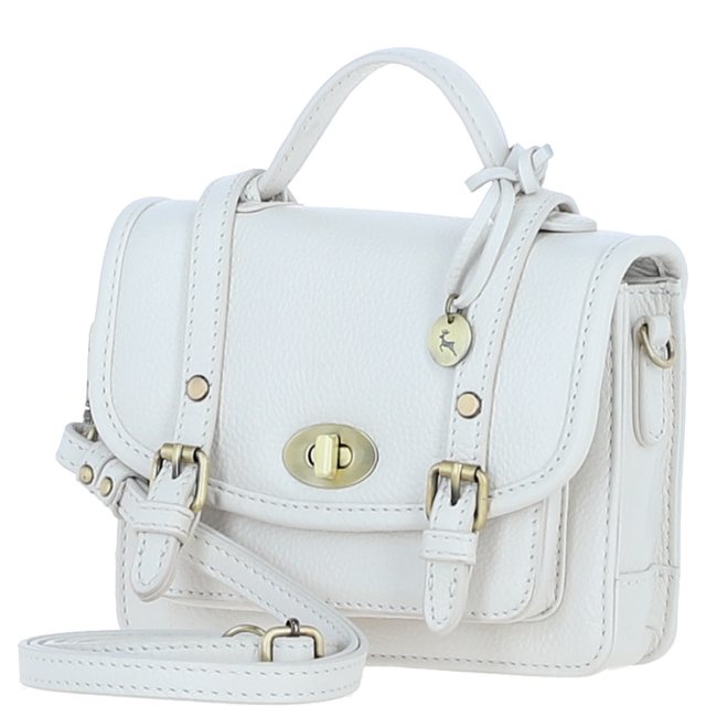 Ashwood Leather Twist Lock Small Satchel - White Y-61