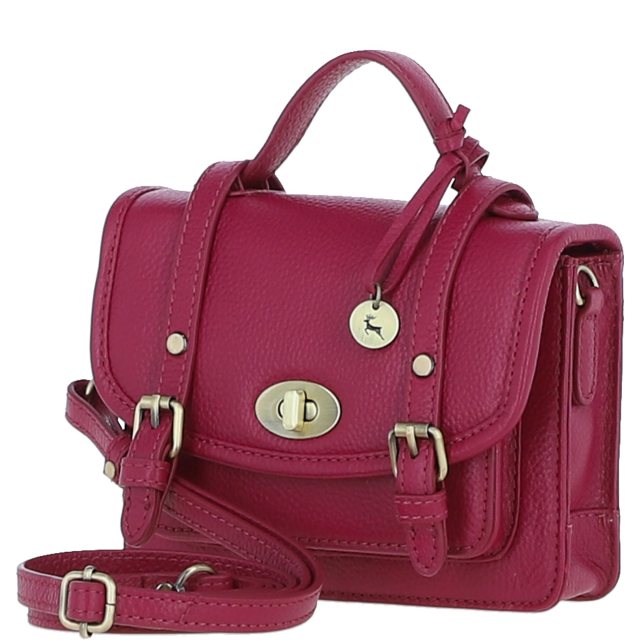 Ashwood Leather Twist Lock Small Satchel - Raspberry Y-61