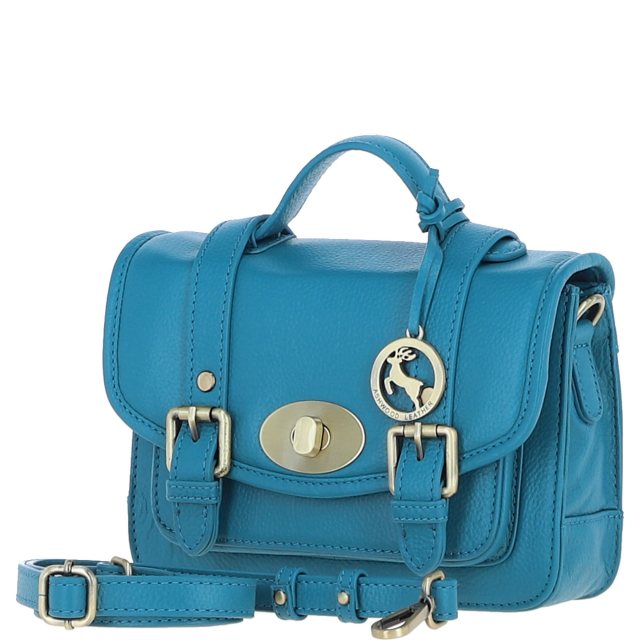 Ashwood Leather Twist Lock Medium Satchel - Turquoise Y-62