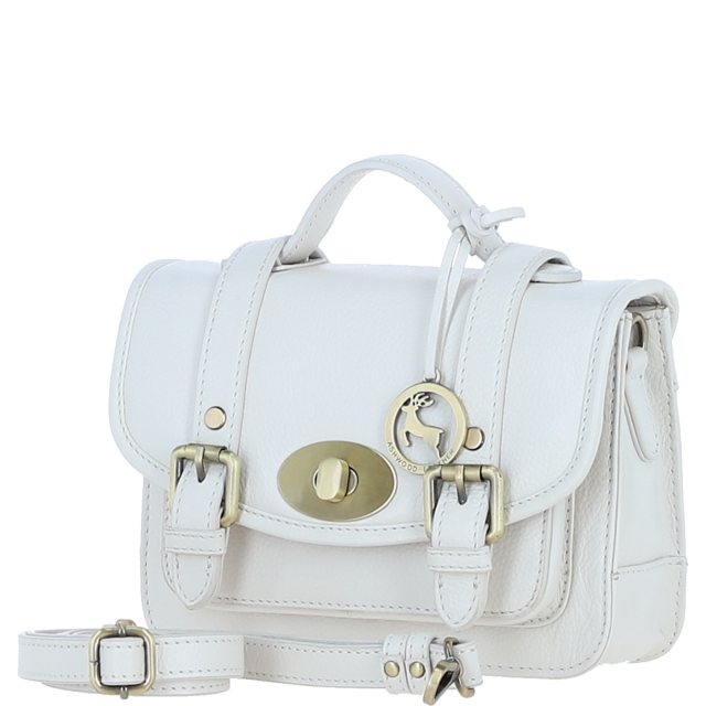 Ashwood Leather Twist Lock Medium Satchel - White Y-62