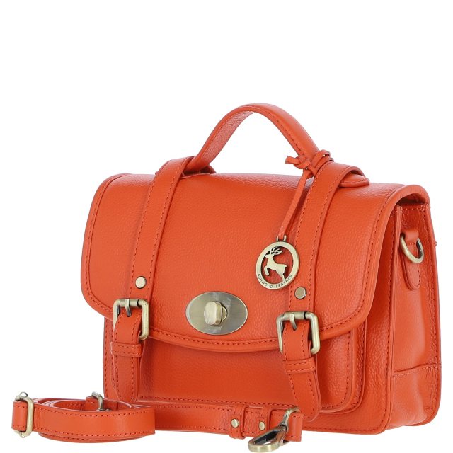 Ashwood Leather Twist Lock Large Satchel - Orange Y-63