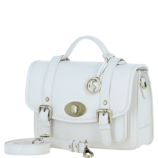 Ashwood Leather Twist Lock Large Satchel - White Y-63