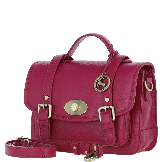 Ashwood Leather Twist Lock Large Satchel - Raspberry Y-63