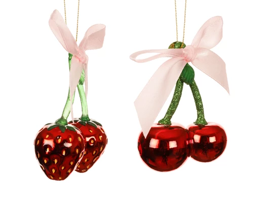 Glass Christmas Decoration - Cherries / Strawberries