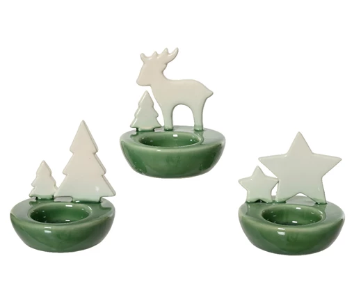 Christmas Porcelain Candleholder - Assorted Designs