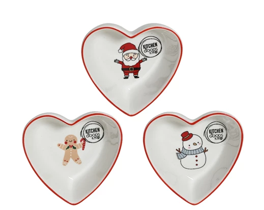Christmas Heart Shaped Dish - Assorted Designs