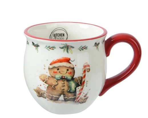 Christmas Holly & Gingerbread Dolomite Mug