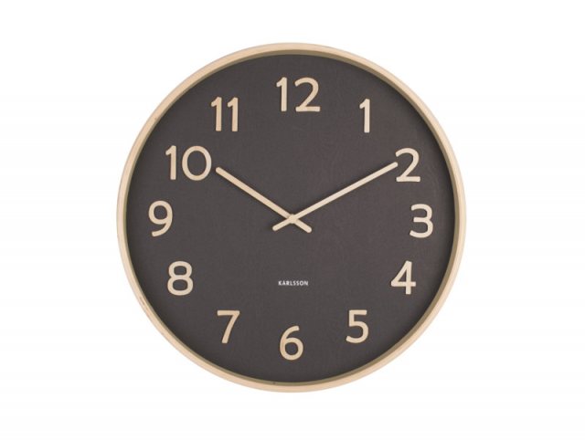 Karlsson Wall Clock Pure Wood Grain Medium - Black