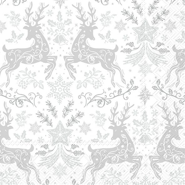 IHR Napkins Christmas Ornaments Silver