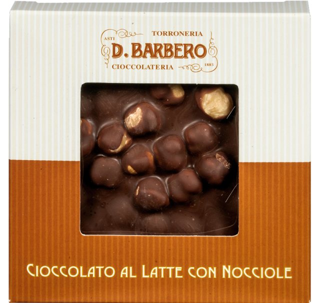 Davide Barbero Milk Chocolate Slab with Piedmont Hazelnuts 120g