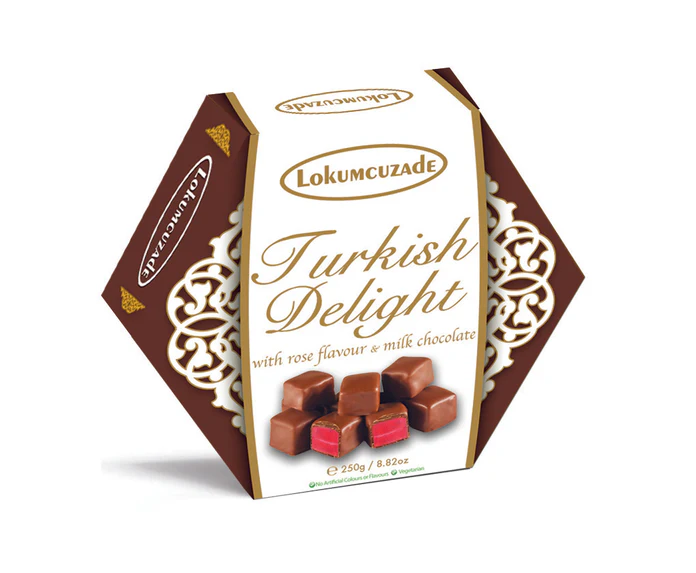 Lokumcuzade Milk Chocolate Coated Rose Turkish Delight 250g