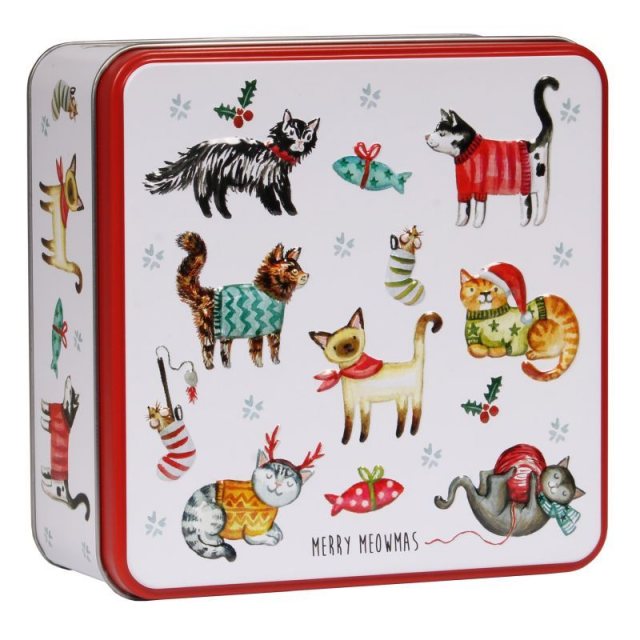 Grandma Wild's Embossed Merry Meowmas Tin with Assorted Biscuits 160g