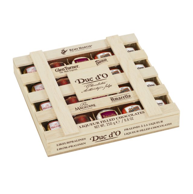 Duc d’O Liqueur Filled Chocolates – Wooden Crate