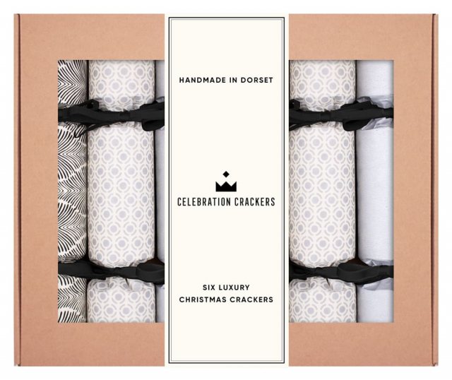 Celebration Crackers Monochrome Chic Handmade 12" Luxury Crackers - 6 Pack