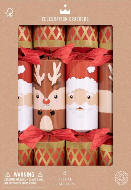 Celebration Crackers Santa and Reindeer 12" Deluxe Crackers - 8 Pack