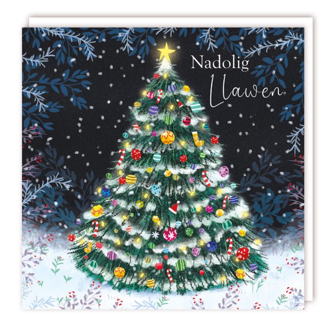 Nadolig Llawen Dressed Tree Christmas Cards - 5 Pack