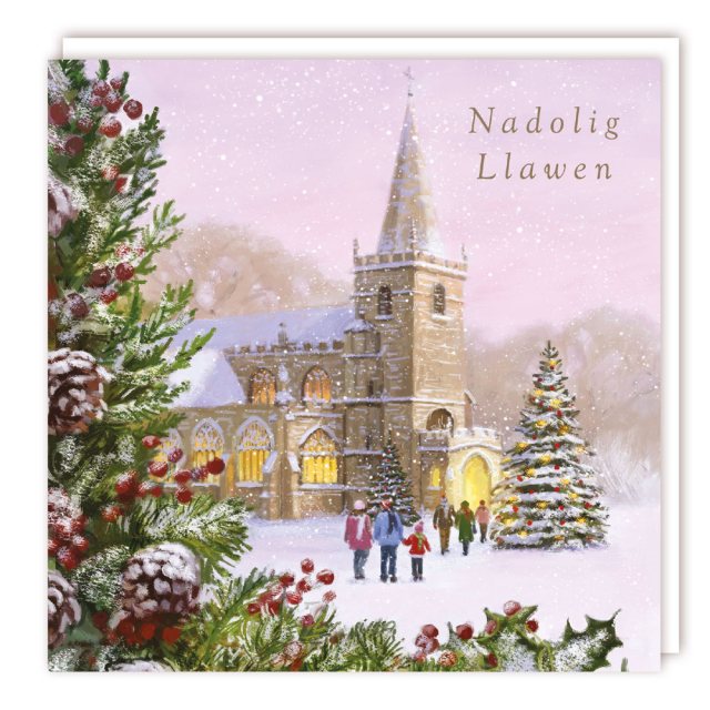 Nadolig Llawen Going To Church Christmas Cards - 5 Pack