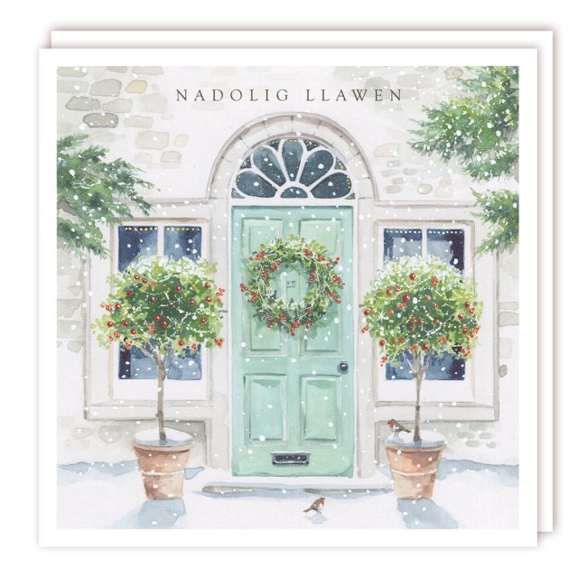 Nadolig Llawen Dressed Door Christmas Cards - 5 Pack