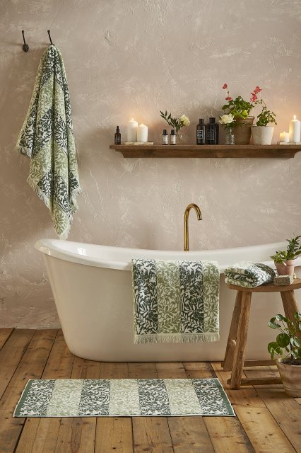 William Morris At Home Rose Stripe Sage Towels